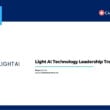 A news graphic with logos for LIGHT AI and CanadianSME, headline Light AI Technology Leadership Transition, and a website link www.canadiansme.ca. A blue sidebar reads THE LATEST NEWS.